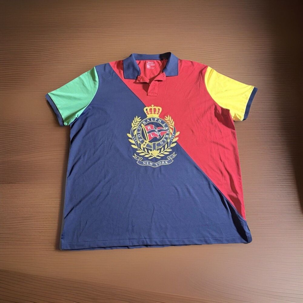 Polo Ralph Lauren Men's Nautical Crest Classic-Fit Stretch Mesh Polo Shirt  XXL